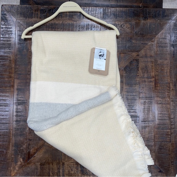 Antonio Salgado Throw Blanket BCI Cotton Blend Colorblock 50x63” Made Portugal - Picture 5 of 12